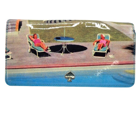 Kate Spade Poolside Wish You We’re Here Dive In Wallet Poolside Print *READ* - Picture 1 of 13